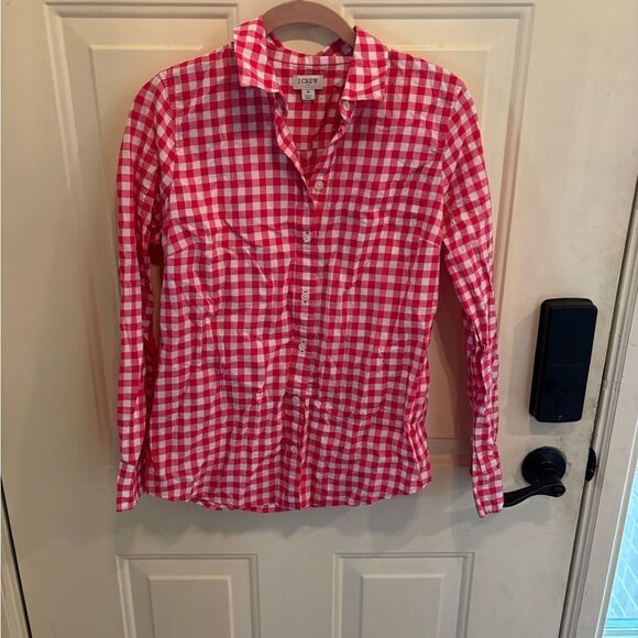 J. Crew Pink and White Button Down Top size S - Picture 2 of 5